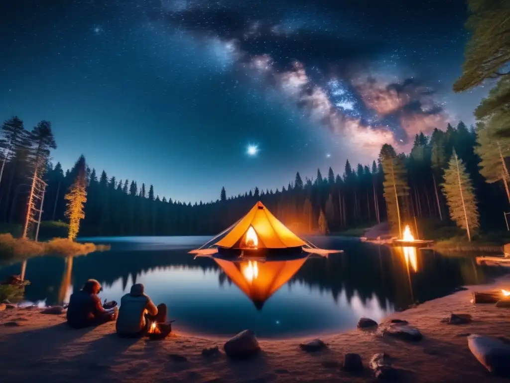 Campamento astronómico en el bosque estrellado Zonas de acampada para observación astronómica en bosque estelar