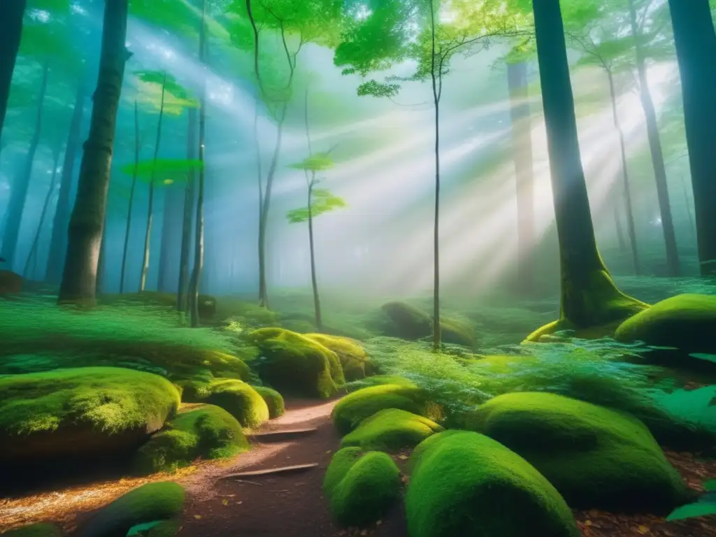 Bosque sagrado Ainu en Hokkaido Senderismo en bosque sagrado Ainu en Hokkaido, majestuosidad y reverencia, naturaleza exuberante y río tranquilo