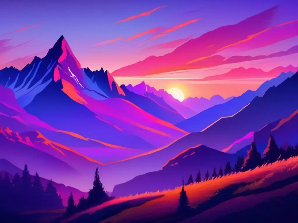 Paisaje montañoso durante el atardecer Maravilloso atardecer en la montaña para meditar al final del día