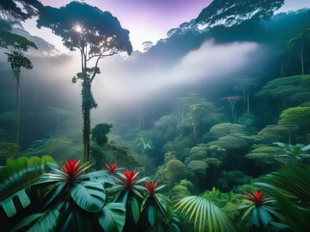 Secretos supervivencia indígenas Borneo: Selva mística, exuberante y remota con río serpenteante y flores exóticas