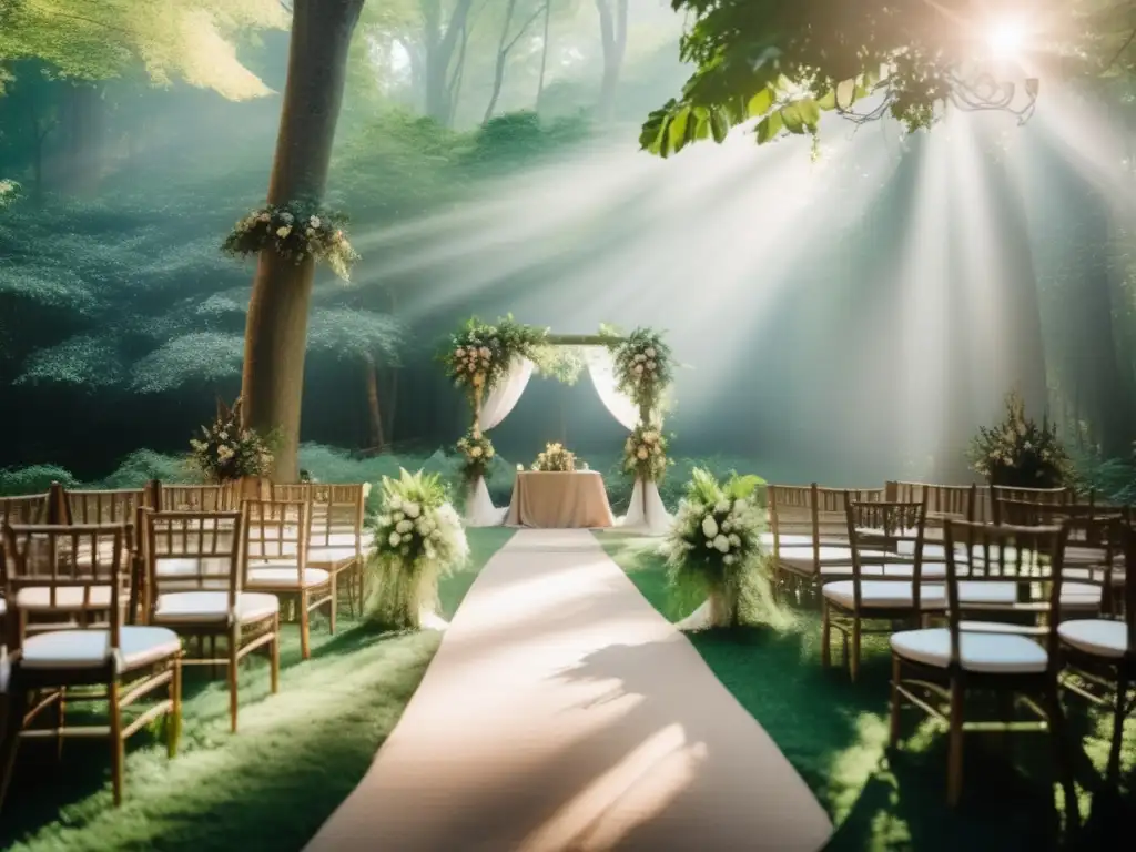 Un bosque encantador con una boda al aire libre Ceremonia de boda al aire libre: Tradiciones mágicas
