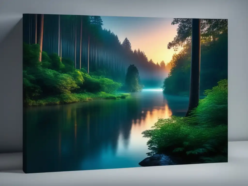 Fotografía de naturaleza con reflejos creativos en un bosque misterioso al atardecer