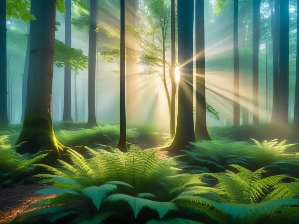 Bosque misterioso al atardecer Senderismo en el bosque: lenguaje oculto de la naturaleza