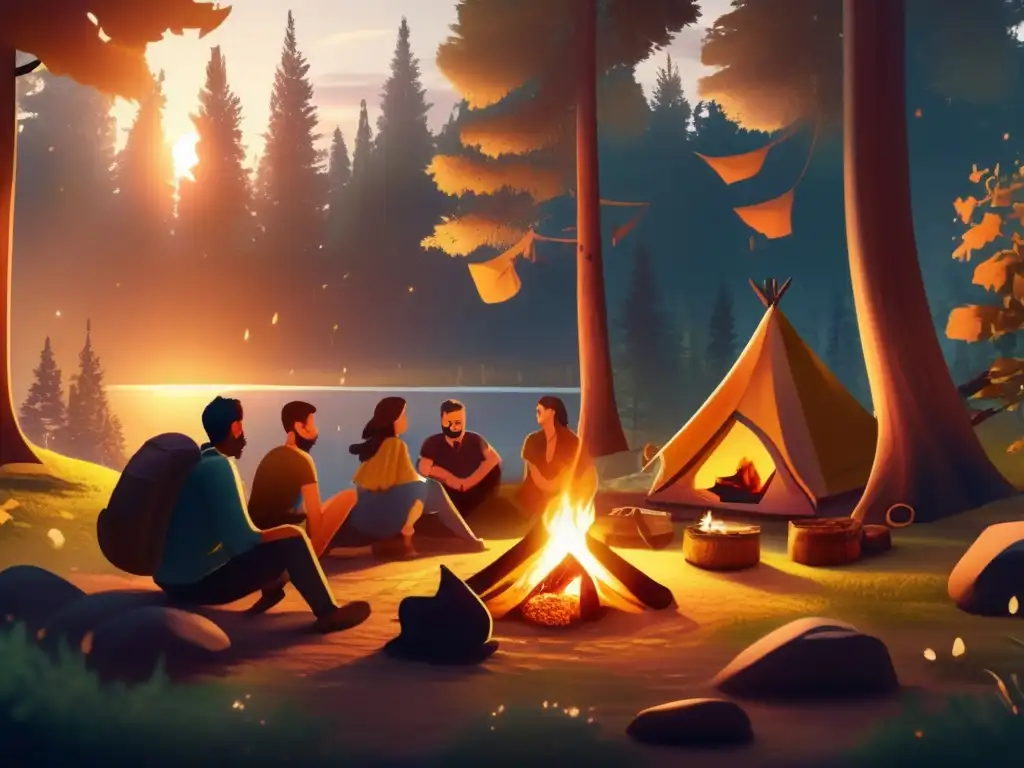 Campamento tranquilo en bosque lush Importancia educación ambiental en áreas de acampada