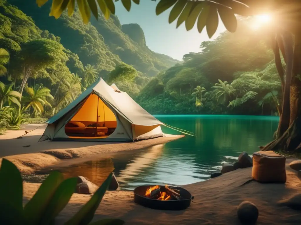 Campamento mágico en Selva Lacandona Acampada en la Selva Lacandona México: campamento seguro junto al río, rodeado de naturaleza exuberante y equipado con todo lo necesario