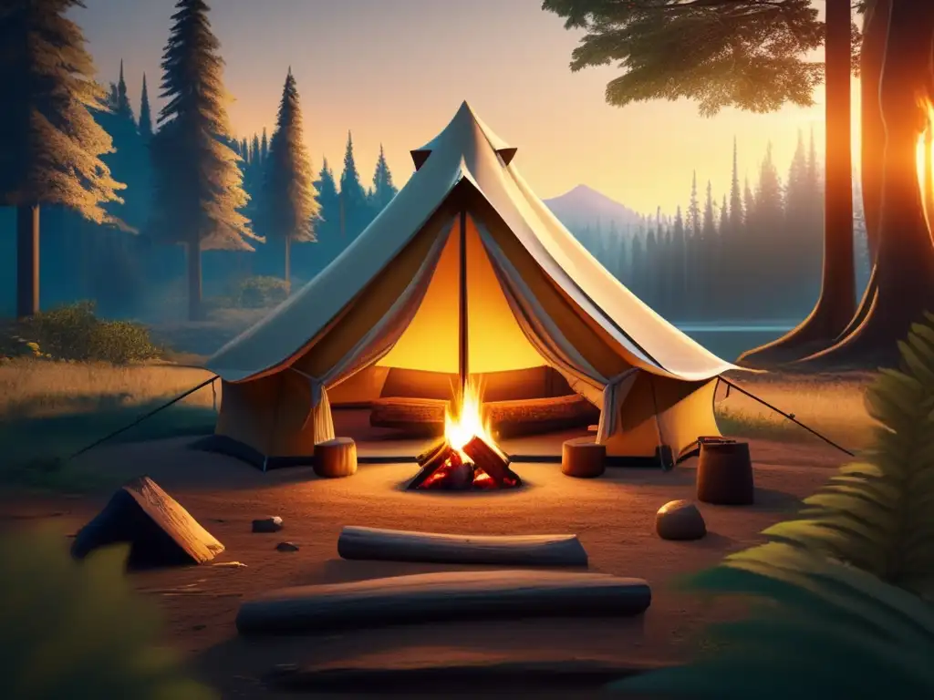 Campamento mágico en el bosque Vínculo espiritual con la naturaleza en acampada ancestral
