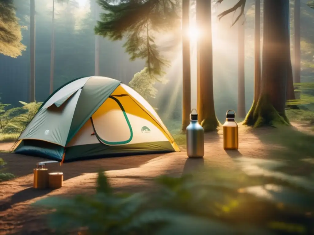 Camping sostenible en el bosque Acampada sostenible en áreas protegidas con campamento, naturaleza y conciencia ambiental