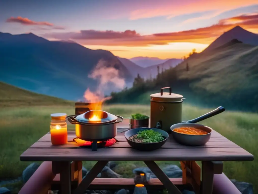 Campamento tranquilo con sopas deshidratadas para acampadas saludables