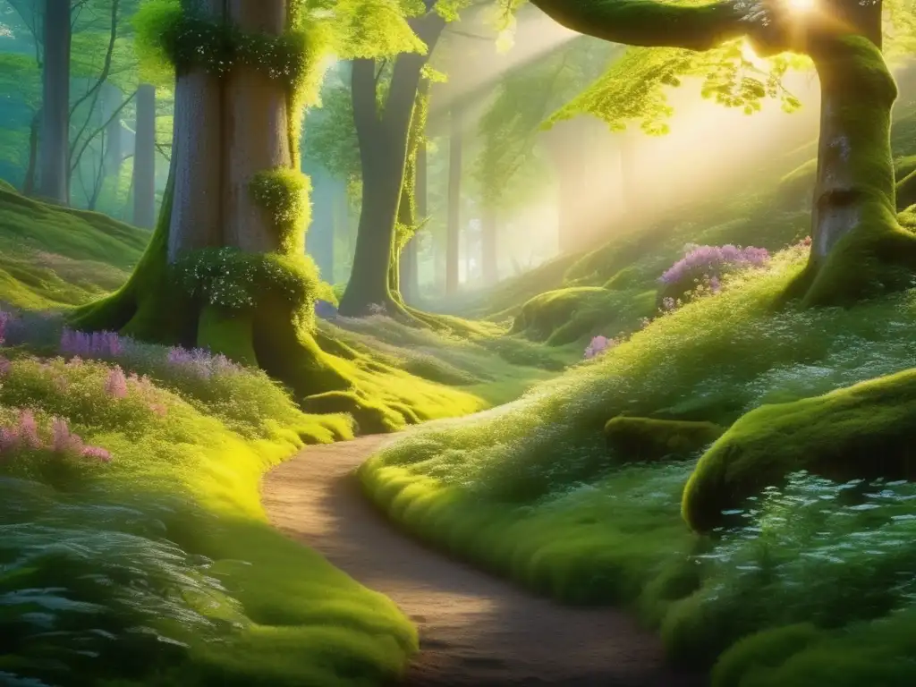 Bosque místico y sereno en 8k Silueta en yoga: Beneficios de la respiración consciente en la naturaleza