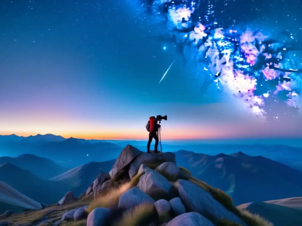 Hiker usando sextante en montaña al atardecer - Aprende a usar sextante senderismo