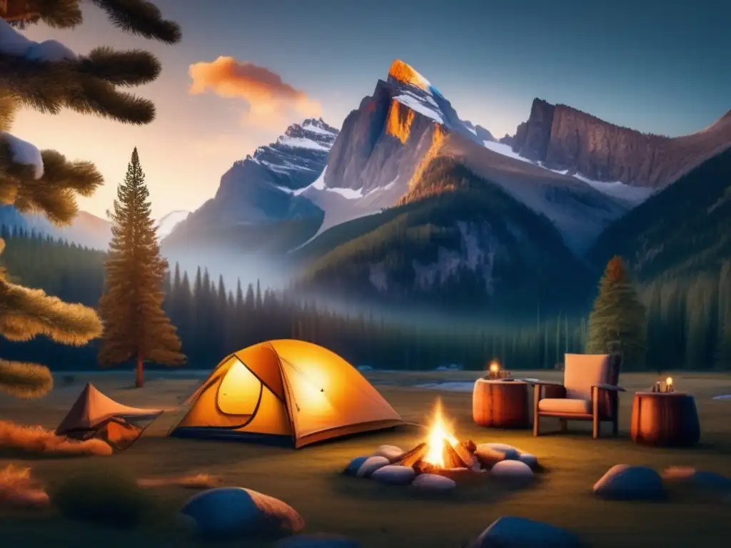 Campamento en las Rocas Zona de acampada en las majestuosas Montañas Rocosas con observación astronómica
