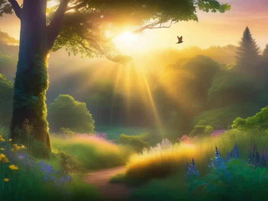 Escena mágica en bosque: flora y fauna coexisten Escena mágica en bosque: campismo responsable preservación fauna local