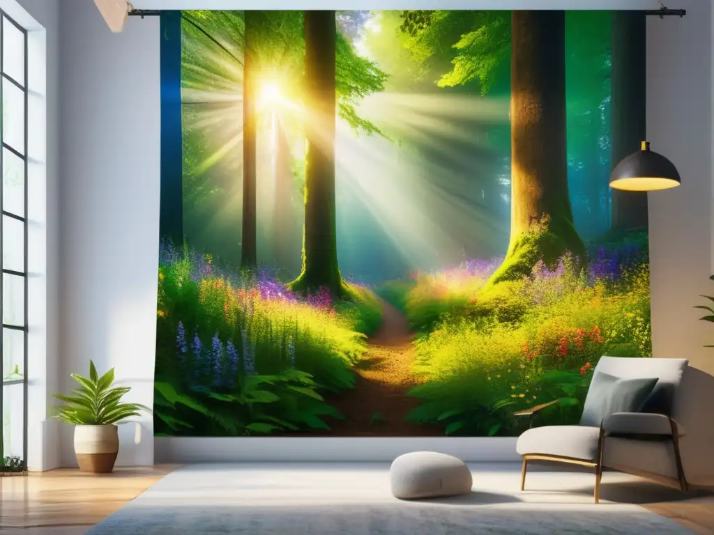 Bosque sereno: Naturaleza exuberante y dorada Campismo sostenible: Senderismo en bosque lleno de vida