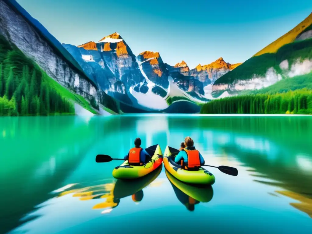 Lago sereno con campistas y seguridad Técnicas de flotación y natación en camping en un hermoso lago rodeado de naturaleza
