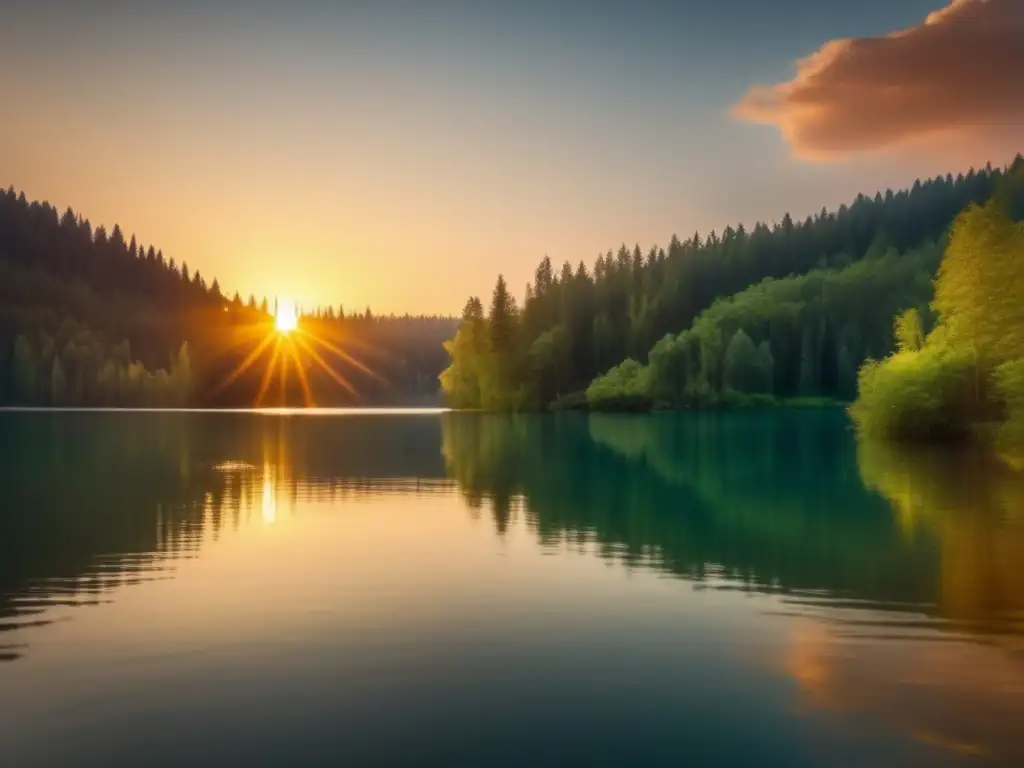 Fotografía de naturaleza con reflejos creativos en lago al atardecer