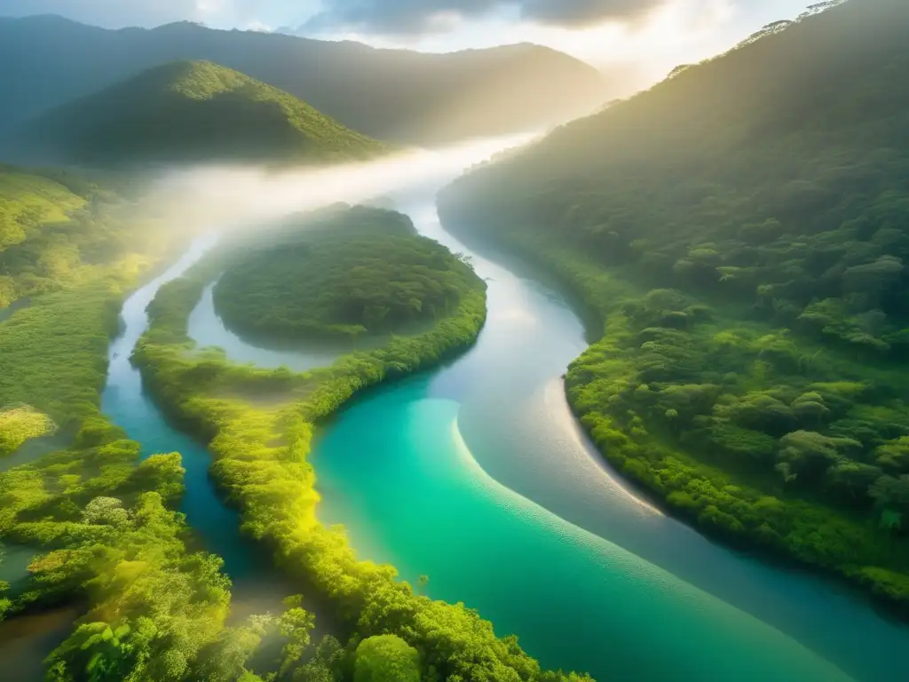 Río de los Sueños: Serenidad y misterio Descubriendo el encanto del Río de los Sueños: un paisaje misterioso y sereno con un río cristalino, una cascada majestuosa y exuberante vegetación