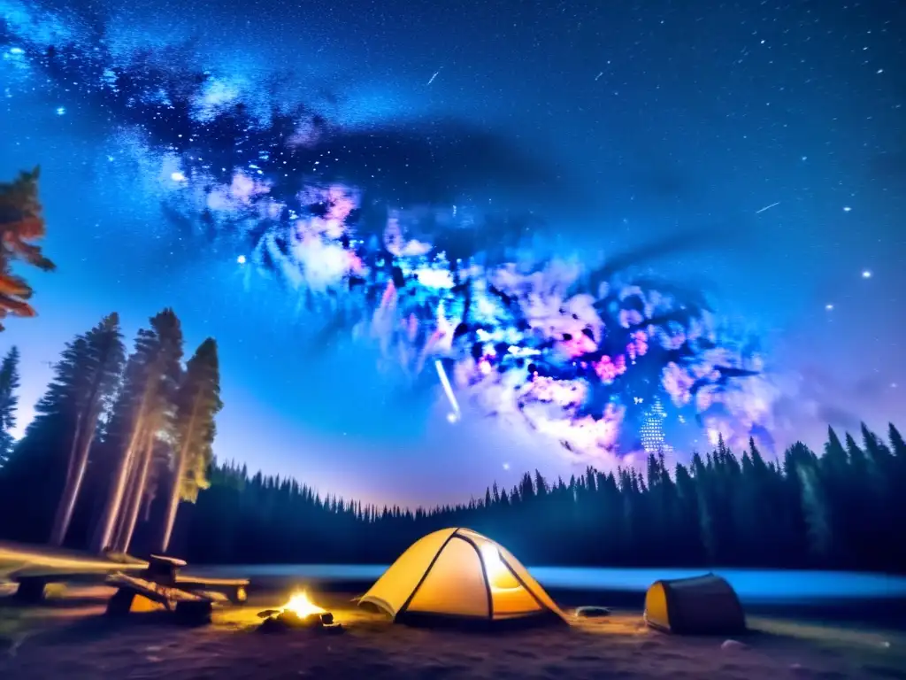 Noche estrellada: la belleza celestial en un camping Foto Vía Láctea en camping: misterio y belleza