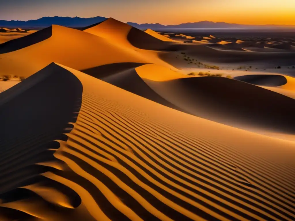 Desierto al atardecer, sendero y campamento Senderismo y camping en el desierto al atardecer: un paisaje impresionante con dunas de arena, senderos, campamento y cielo estrellado