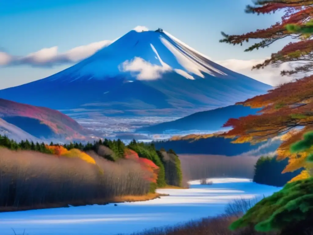 Majestuosa montaña Rishiri en Hokkaido Vista impresionante de Monte Rishiri, lugar sagrado para Ainu en Hokkaido, Japón