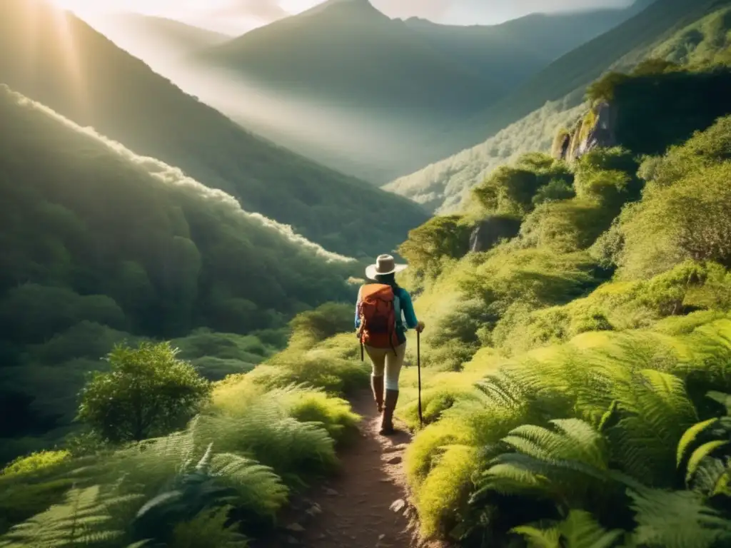 Senderismo en la naturaleza Senderismo como terapia contra soledad en ruta montañosa