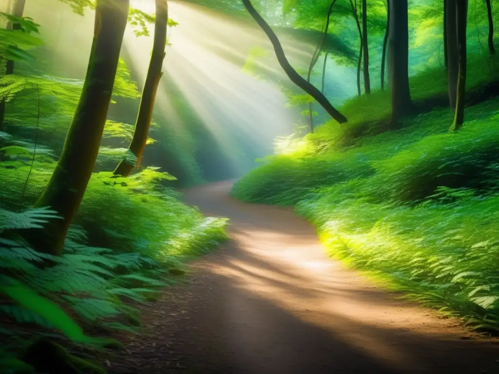 Sendero misterioso entre árboles altos Senderismo en la naturaleza: camino misterioso, conexión y aventura