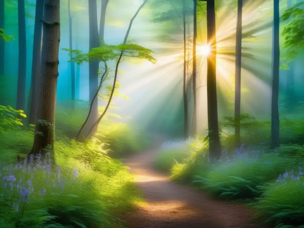 Sendero mágico en bosque encantado Senderismo: senderismo y la naturaleza en un hermoso bosque encantador
