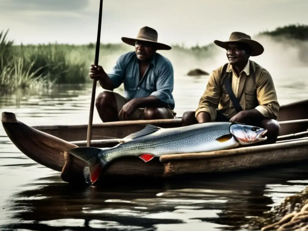 Paisaje pradera con indígenas y técnicas tradicionales Técnicas de acampada indígenas praderas americanas- Descripción de imagen: Paisaje pradera con indígenas y herramientas de caza y pesca