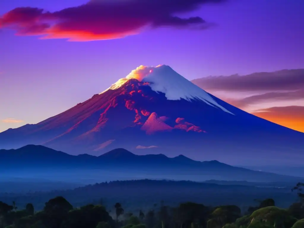 Volcán Popocatépetl al atardecer con hikers Senderismo en el Popocatépetl: Consejos para acampar en el volcán más activo de México