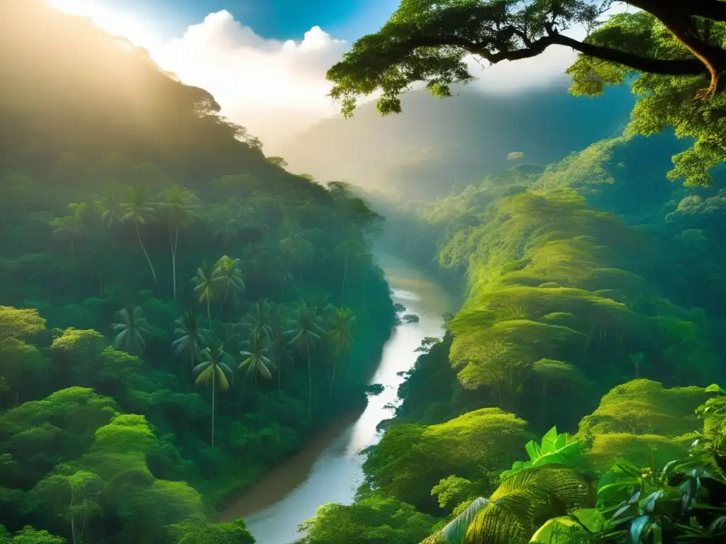 Magia y serenidad en la Selva Lacandona Acampada en la Selva Lacandona México: conexión espiritual y naturaleza en una imagen mística